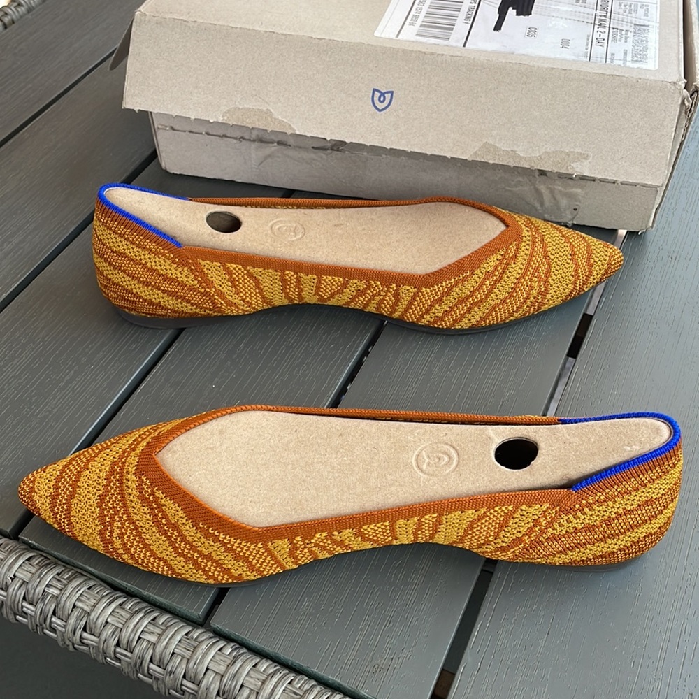 Rothy’s The Point, pointed toe flats - Golden Zebra, 9.5, EUC, only worn 5 times